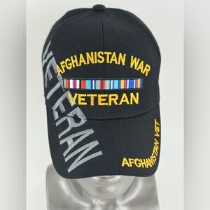Afghanistan War Veteran Cap Embroidered Ribbons, Unisex Adjustable Strap OSFA
